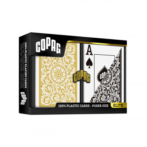 Elite Poker boyutu Jumbo oyun kağıtları çift deste (siyah ve altın) Copag